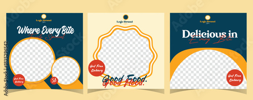 Engaging food post template set for marketing promotions with empty spaces
