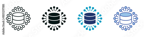 Database Icon Set Consisting of Multiple Styles Vector Illustration