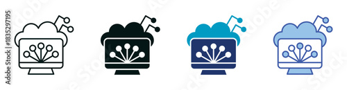 Cloud Computing Icon Set Consisting of Multiple Styles Vector Illustration