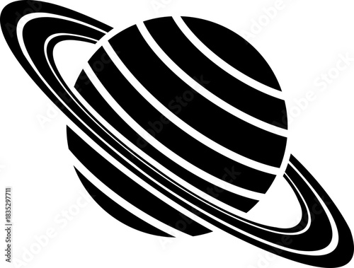 Planet and Saturn icon of space ringed planet symbols, astronomy galaxy elements, flat style, line style gradient vector illustration isolated on transparent background