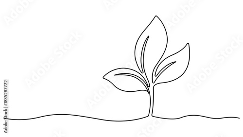 Tea leaf continuous one line drawing. Single one line drawing healthy organic tea leaves for plantation logo identity. Modern continuous Tea leaf in single line draw vector illustration. 