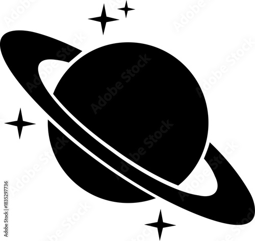 Planet and Saturn icon of space ringed planet symbols, astronomy galaxy elements, flat style, line style gradient vector illustration isolated on transparent background