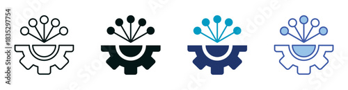 Digital Data Icon Set Consisting of Multiple Styles Vector Illustration