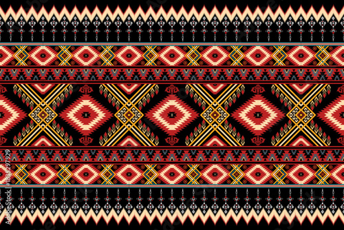 Southwest Native seamless pattern ethnic tribal Aztec geometric Navajo Native American fabric black and white design vector for textile print