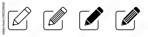 Edit icon with a pencil inside a checkbox, symbolizing task editing, modifications, and updates