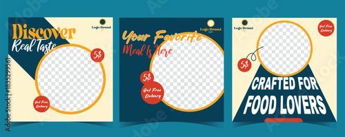 Enticing Social Media Food Promotion Banners with Space for Custom Content