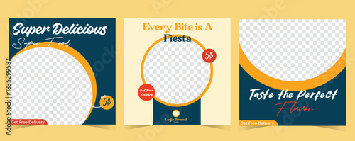 Eye-Catching Culinary Template Collection for Social Media, Transparent Backgrounds