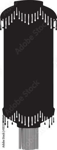 Elegant black silhouette of a vintage lantern with tassels