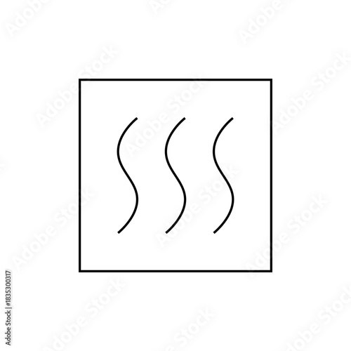 Illustration of a square containing three vertical wavy lines inside, all rendered in black outline style