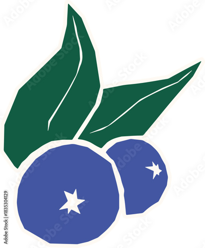 Blueberries with Leaves Sticker