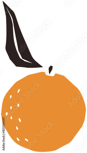 Orange with Leaf Sticker