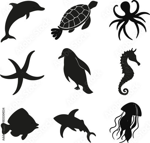 set of sea animals