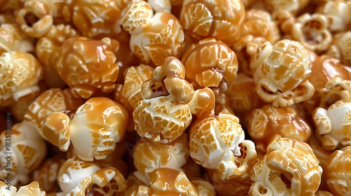 Golden Caramel Popcorn Close-Up with Rich Sticky Glaze