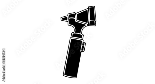 Black and White Otoscope Illustration for Medical Examination.