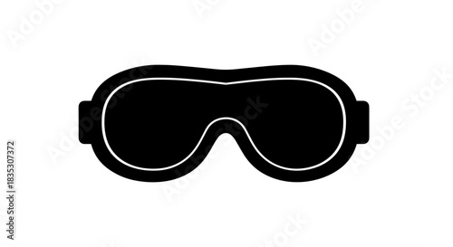 Black and White Ski Goggles Icon Illustration.
