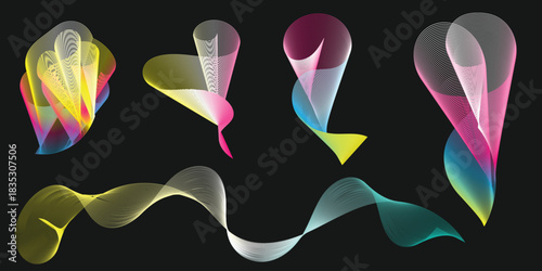 Fluid colorful gradient abstract waves and shapes design element