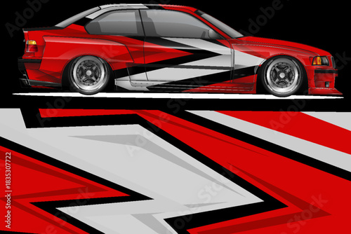 Car wrap design vector, truck and cargo van decal. Graphic abstract stripe racing background designs for vehicle, rally, race, adventure and car racing livery. - Vector