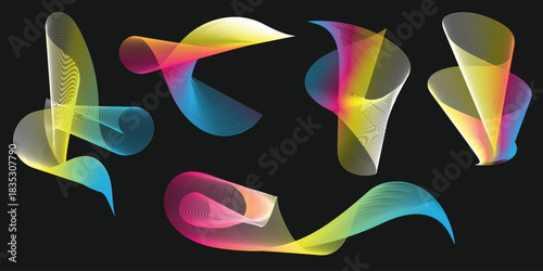 Abstract colorful flowing lines pattern. dynamic wavy shapes design.