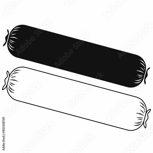 bolster icon set.vector illustration with outline and silhouette.for bedroom decor, sleep comfort, interior design and home textile