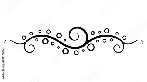 Swirling Decorative Flourish with Circles decorative, flourish, swirl, scroll, divider