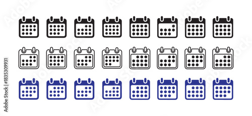 Set of Calendar Icons Collection Vector Graphics with different designs and concepts