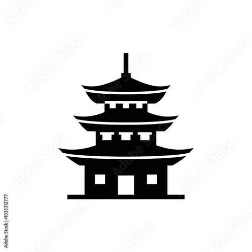 “Japanese Pagoda Icon – Traditional Temple Silhouette Vector”
