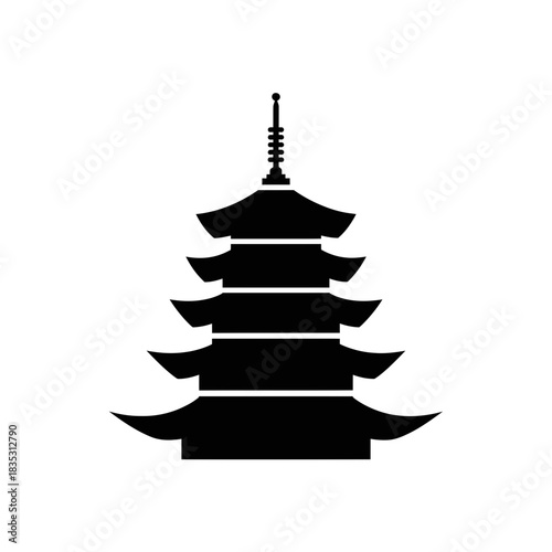 “Japanese Pagoda Icon – Traditional Temple Silhouette Vector”
