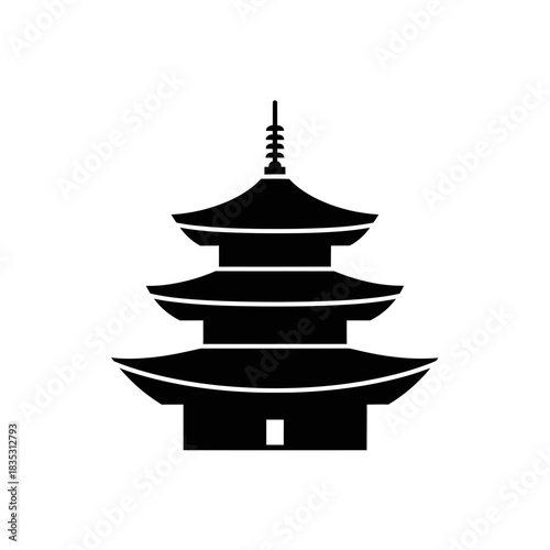“Japanese Pagoda Icon – Traditional Temple Silhouette Vector”
