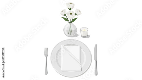 Elegant Table Setting with Flowers, Plate, and Silverware, Perfect for Special Occasions