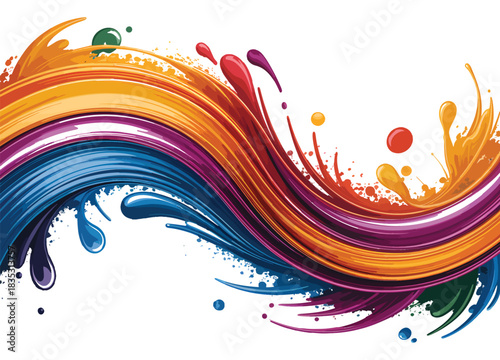 Colorful Abstract Paint Brush Wave Vector Illustration Or Artwork