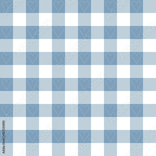 vector seamless pattern cage in blue with hearts
