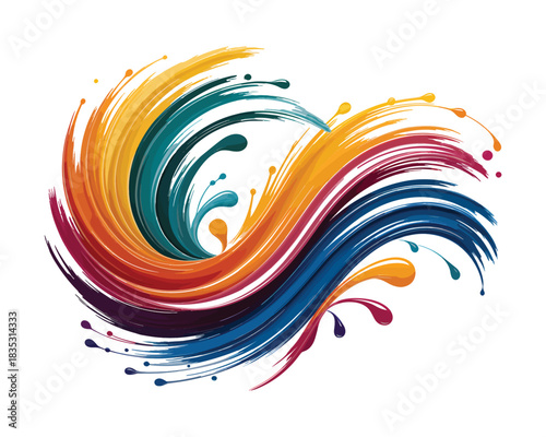 Vibrant Swirling Paint Stroke Abstract Vector Design