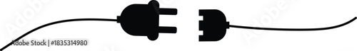 electricity, power, plug, socket, disconnected, connection, unplugged, energy, wire, cable. Drawing of electric plug icon. Disconnected Power Plug Vector –  Electrical Cable and Socket on Transparent 