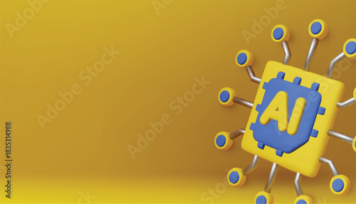 3d Vector AI Chip, AI in science and business, Technology and engineering concept.