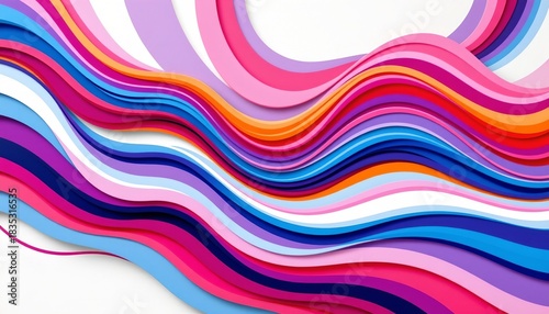 Vibrant Abstract Lines with Flowing Motion White Background