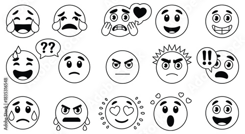 Feedback Emoticons Emojis Vector Illustration of Happy Neutral Sad Smileys in Trendy Flat Design for Customer Satisfaction, Rating Scale, Reviews, and Feedback Graphics