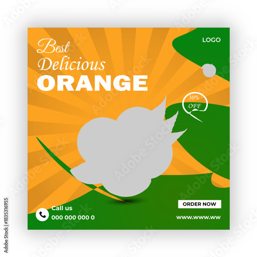 Best delicious orange social media post banner design  template   