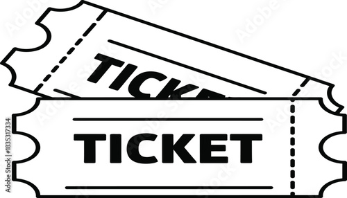 Two simple black and white ticket icons stacked