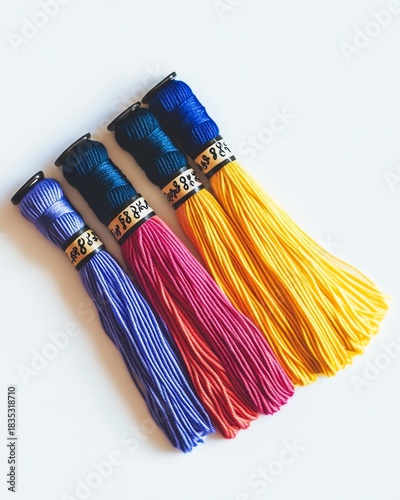Plakat Colorful embroidery threads for creative projects.