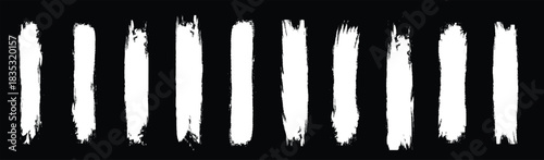 White brush strokes. Set of vector paint brush stroke, ink splatter and artistic design elements. Dirty watercolor texture, grunge background, frame, splash or creative shape.