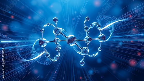 Abstract molecular structure rewrites mid-air, magnetic field lines dancing like double helix patterns.