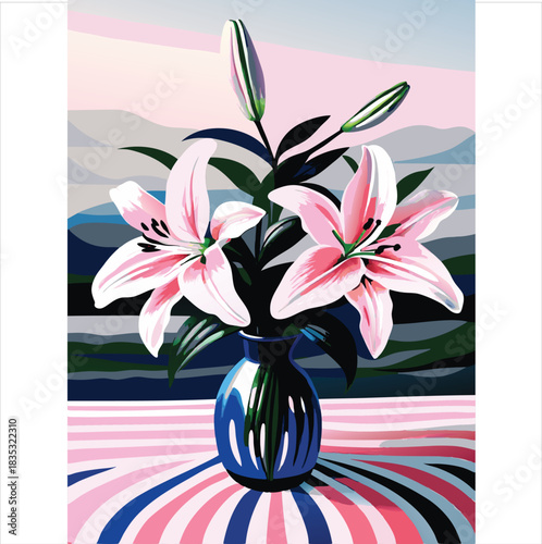 pink lily in vase