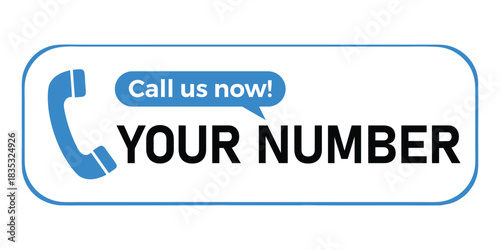 Call Us Now Button with Phone Icon – Contact Number Label for Website Header or Business Support – Vector Illustration