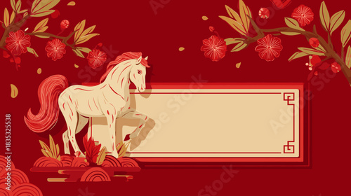 Vector illustration of a blank chinese new year banner for the year of the horse