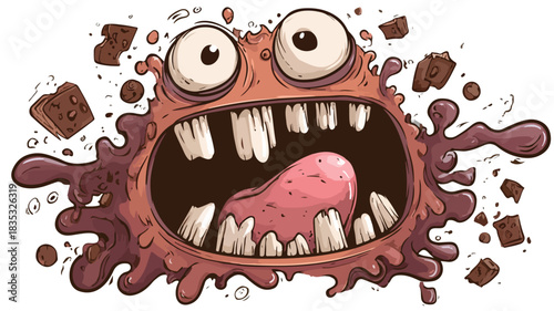 Cute Monster Cartoon Character with Large Mouth Illustration