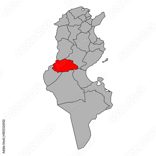 Gafsa of Tunisia Governorates map shape, travel web flat icon vector illustration .