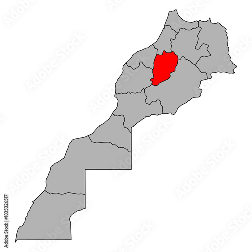 Béni Mellal-Khénifra set of Morocco map symbol shape, travel web icon vector illustration .