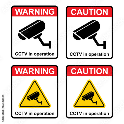 Set of closed circuit television camera icon, CCTV video protection, vector illustration .