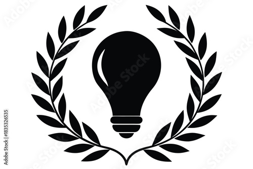 light bulb on wreath vector icon silhouette illust