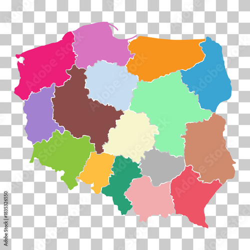 Poland map region shape, travel web flat concept icon vector illustration .